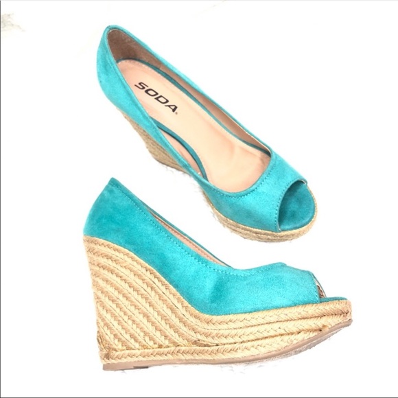 Turquoise espadrilles wedge Clearance